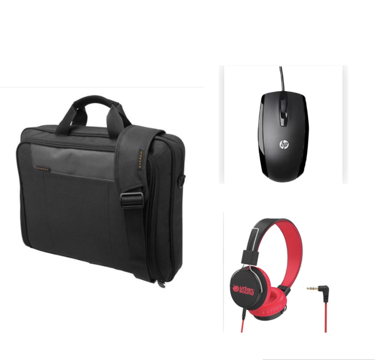 New Bundle | Advanced Everki Laptop Bag Plus New Verbatim Head Set Plus New HP X500 Mouse